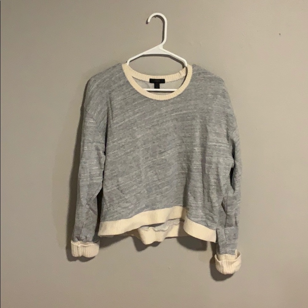 J. Crew Gray/Off White Long Sleeve Sweater- XL